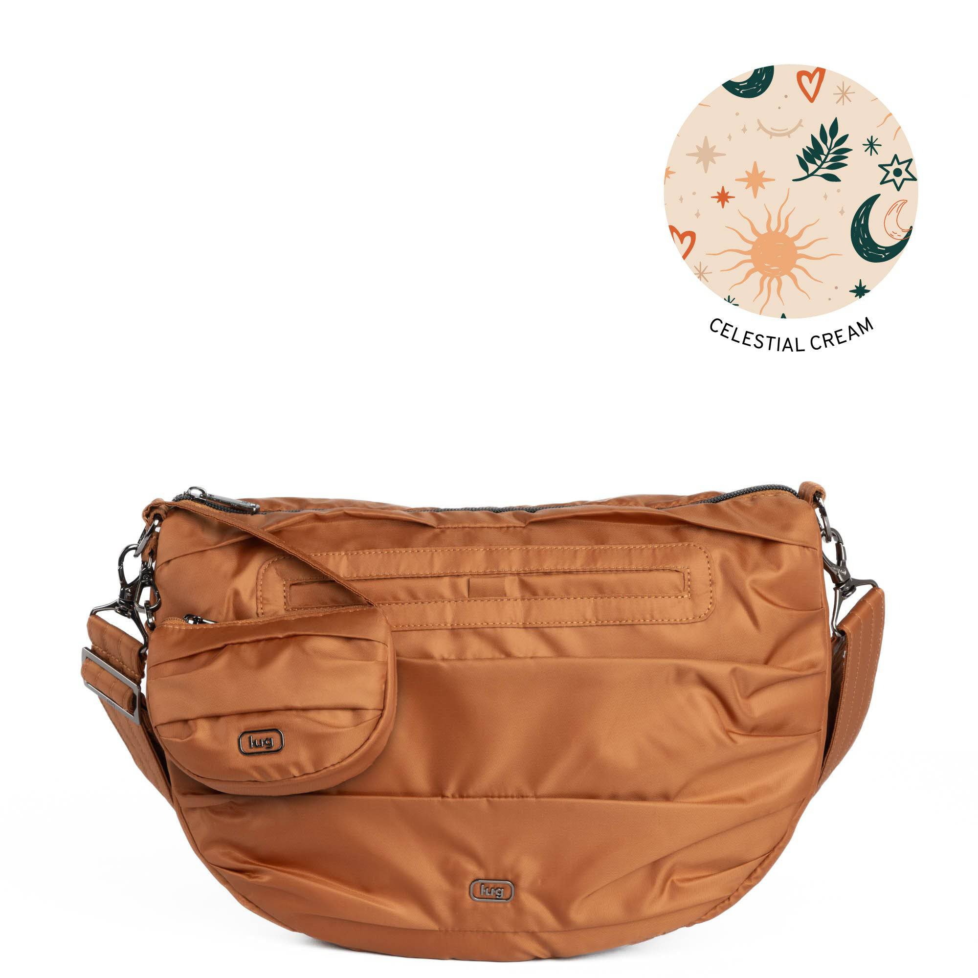 Scuffle Pleated Crossbody Bag with Disco Pouch - CAPPUCCINO - Scuffle_Cappuccino